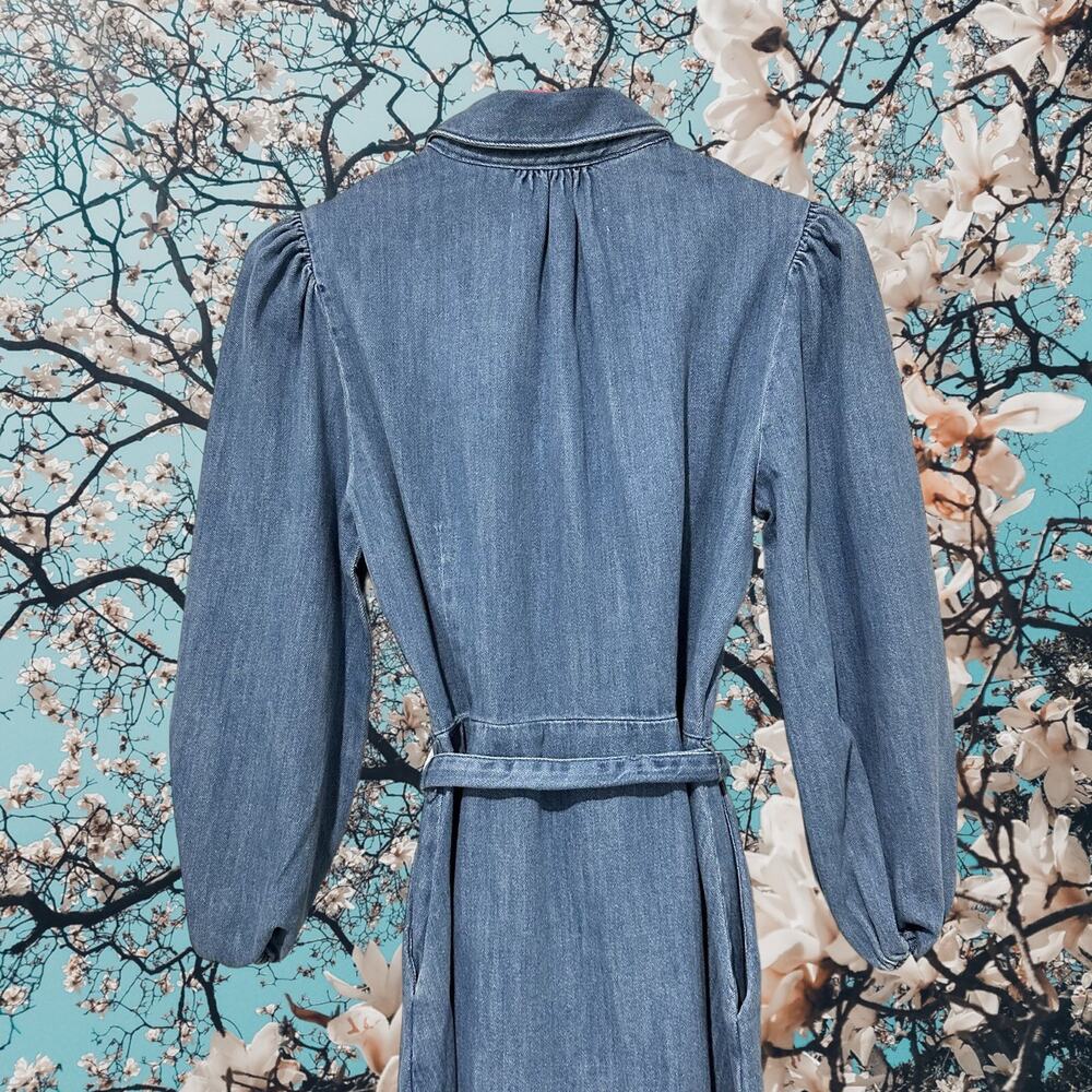 NWT - Zara Denim Belted Shirt Mini Dress Size: M - Picture 7 of 10